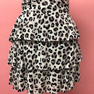 Torrid White Leopard Ruffle Mini Skirt 2